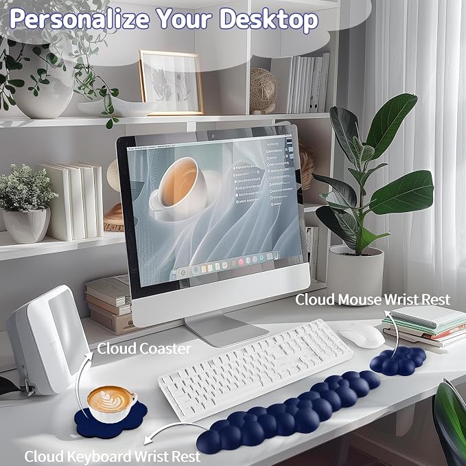 Cloud Wrist Rest for Keyboard and Mouse, Memory Foam PU Leather Keyboard Wrist - Image 2