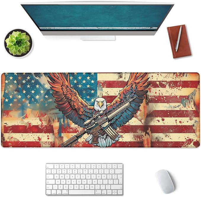 Patriotic Eagle Large Mouse Pad, Gaming Mouse Pad, Keyboard Mat, Non-Slip by Unknown