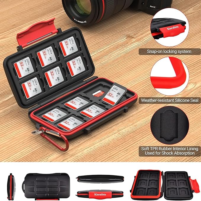 Kiorafoto Professional IPX5 Water-Resistant Anti-Shock Holder Storage SD SDHC - Image 4