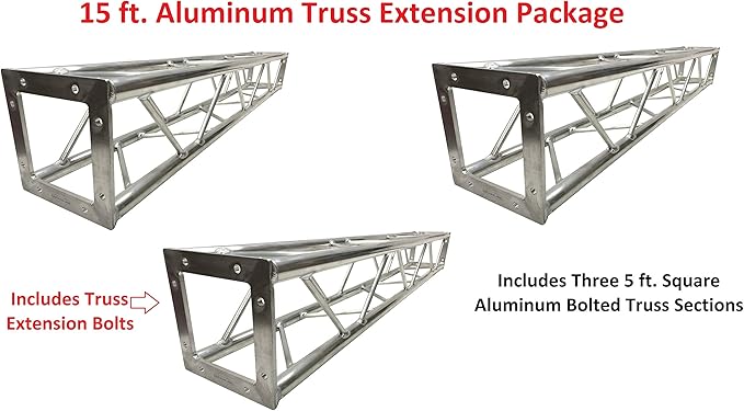 3x 5ft Lighting Square Aluminum Bolted Truss 15' span Stand Universal DJ 5' NEW by Cedarslink