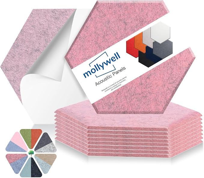 Mollywell Hexagon Acoustic Panels, High Density, Soundproofing, Decorative by Mollywell