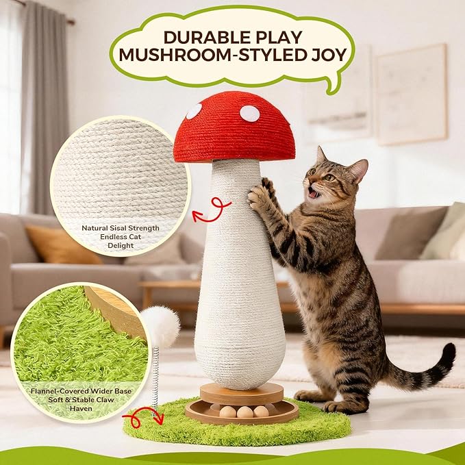 Cat Scratching Post for Indoor Cats, Cat Toys Scratcher Sisal Cat Scratch Posts - Image 2
