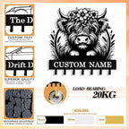 Personalized Highland Cow Key Holder Wall Mount, Custom Metal Key Rack Key - Image 5