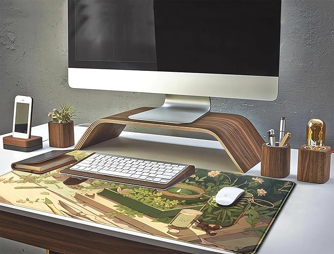 Green Gardener Desk Mat Anime Forest XL Gaming Mouse Pad Plant Lover Desk Pad - Image 6