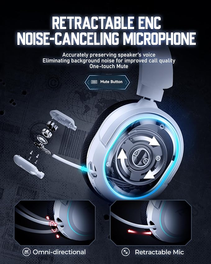 Wireless Gaming Headset, 7.1 Surround Sound, 2.4GHz USB Gaming Headphones - Image 5