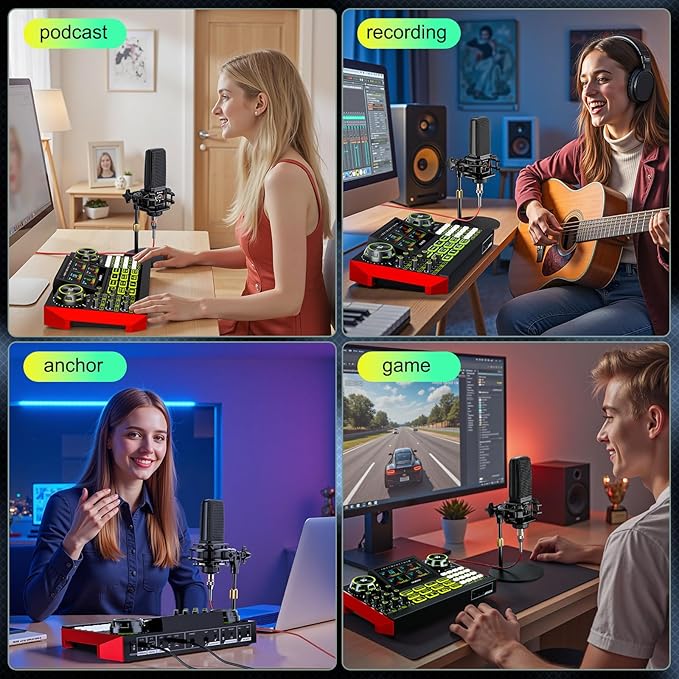 Podcast equipment bundle with live sound card audio mixer, podcast equipment - Image 4