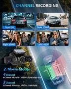 Dash Cam 4 Channel Front and Rear Inside, 360° Car Camera 4K UHD, Dash Camera - Image 4