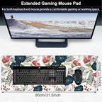 Watercolor Flowers Desk Mat, Large Colorful Floral Gaming Keyboard Mouse Pad - Image 2