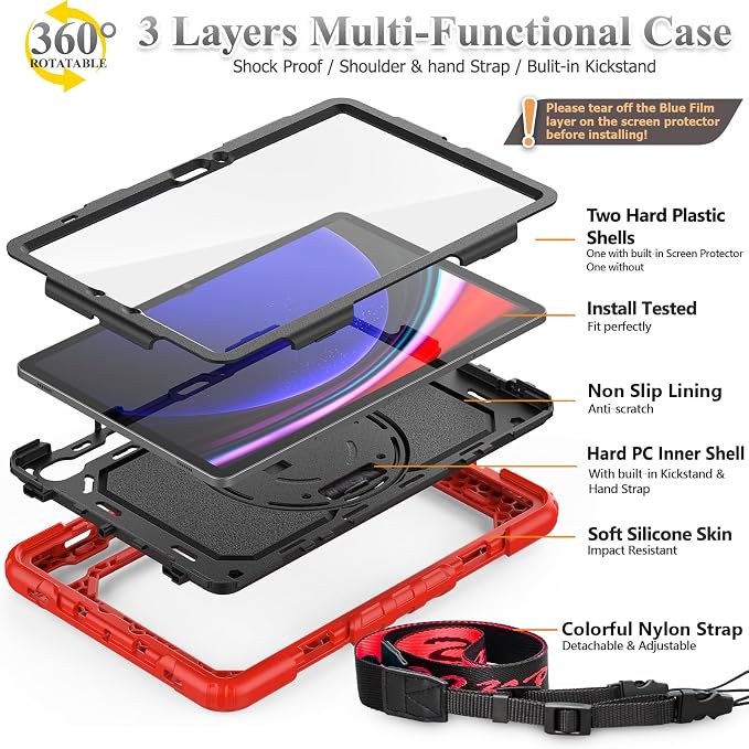 SEYMAC stock Case for Samsung Galaxy Tab S10 FE / S9 / S9 FE 5G Tablet Case - Image 7