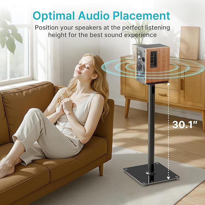Speaker Stands Pair for Surround Sound, 55 LBS Capacity, 30.1 inch Floor - Image 4