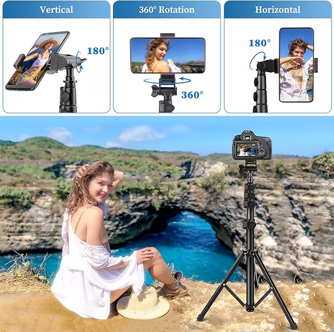 Phone Tripod, Aluminum Alloy Selfie Stick Tripods, Compatible - Image 5