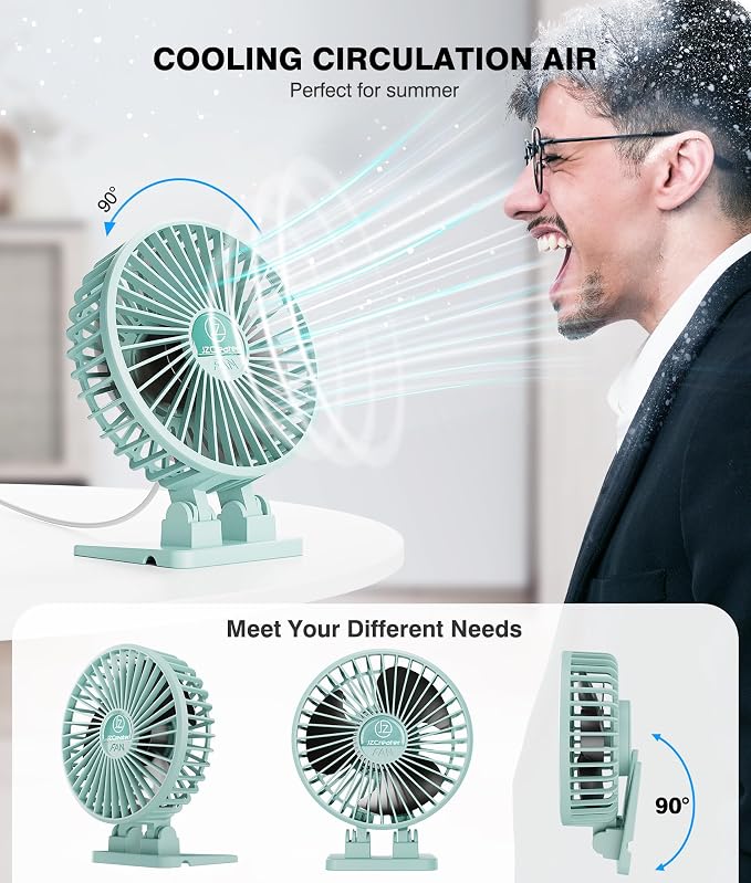 JZCreater USB Desk Fan, Mini Fan Portable, 3 Speeds Desktop Table Cooling Fan - Image 3