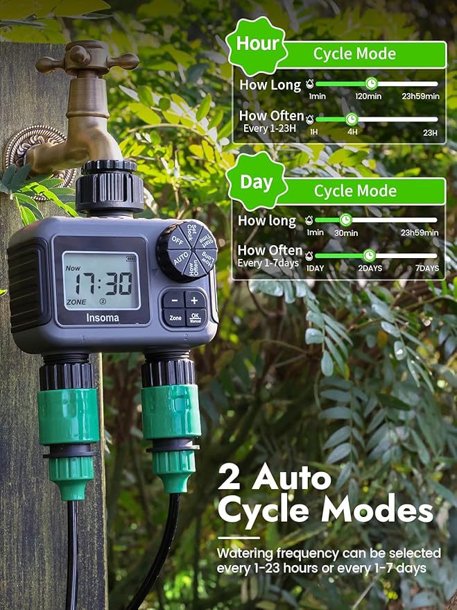 Insoma 2-Zone Sprinkler Timer, Programmable Garden Hose Timer - Image 4