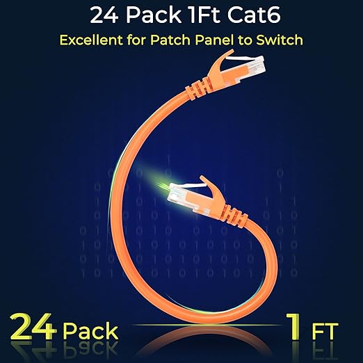 Rapink Patch Cables Cat6 1ft, Ethernet Patch Cable 10G Support, Cat 6 Patch - Image 2