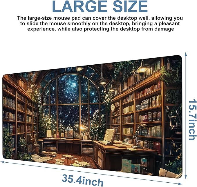 an Old Library Gaming Mouse Pad 3mm Thick Stitched Edge Waterproof Non-Slip - Image 3