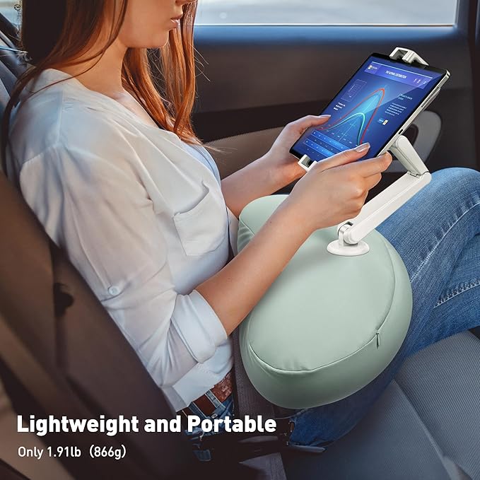 AboveTEK Tablet Pillow Stand for Bed, Hands-Free 360° Adjustable iPad Pillow - Image 8