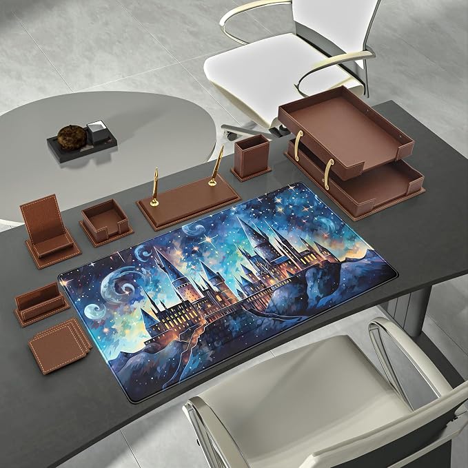 Blue Castle Desk Mat Aesthetic Cute Desk Pad, Extended Large Mouse Pad XXL - Image 3