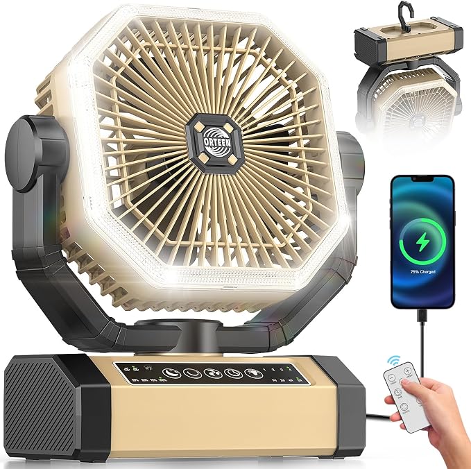 Camping Fan Rechargeable by Orteen