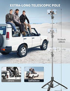 71" Phone Tripod & Selfie Stick, All in One Extendable Cell Phone Tripod - Image 2