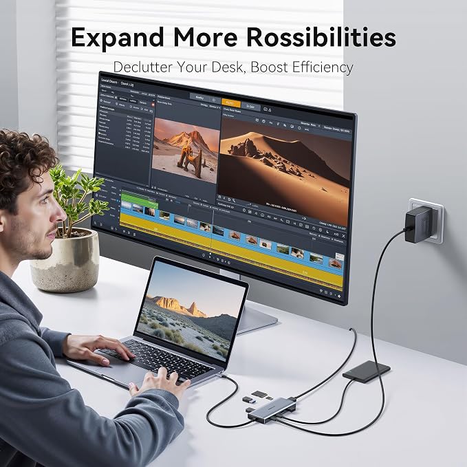 USB C Hub Multiport Adapter for MacBook Pro/Air, 9 in 1 USB C Dongle Dock Mac - Image 4