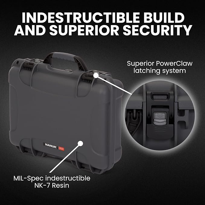 NANUK 910 Hard Case with Customizable Cubed Foam, IP67 Waterproof, Dustproof - Image 2