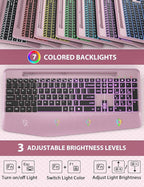 Wireless Keyboard and Mouse Backlits, Wrist Rest, LED Mouse, Rechargeable - Image 2