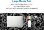 Black with White Topographic Line Large Mouse Pad, Gaming Keyboard Desk Pad - Image 8