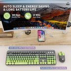 Wireless Keyboard and Mouse Combo, 104 Round Keys Cute Colorful Keyboard and - Image 5