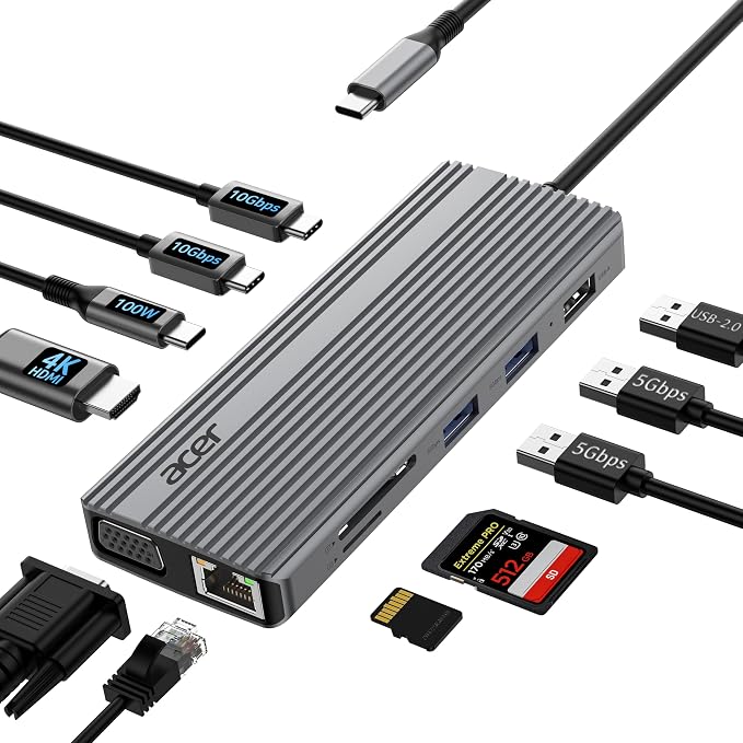 Acer 11 in 1 USB C HUB Multiport Adapter by Acer