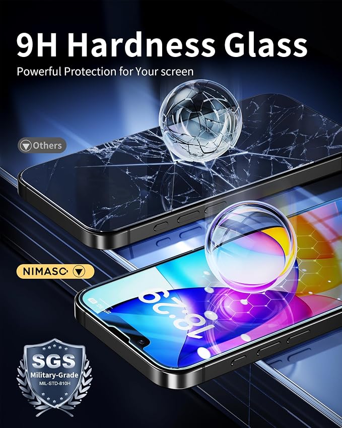 NIMASO for iPhone 16e/13 Pro/13/14 Screen Protector, 2 Pack HD Clear Tempered - Image 6