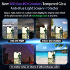Screen Protector for iPhone 16&15, 3RD Colorless Anti-Blue Light Tempered Glass - Image 4