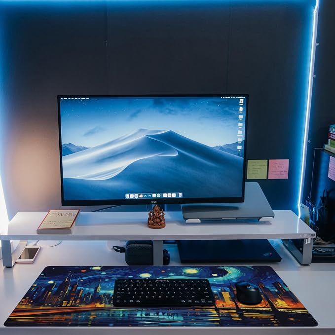 Desk Pad, City Starry Night Desk Mat, Abstract Oil Painting Large Gaming Mouse - Image 6