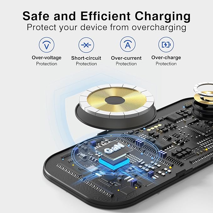 Magnetic Wireless Charging Station, 2 in 1 Travel Fast Wireless Charger - Image 6