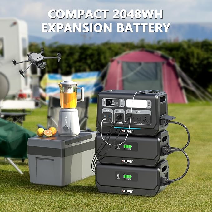 ALLWEI 2400W Portable Power Station and 2x B200 PRO Expansion Battery, 6144Wh - Image 8