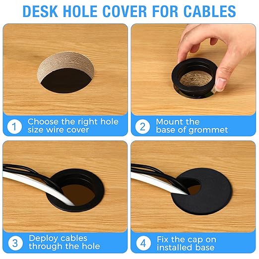 Desk Grommet 1-3/8", Desk Cord Hole Cover, Cable Grommet ABS Plastic, Desk Hole - Image 4