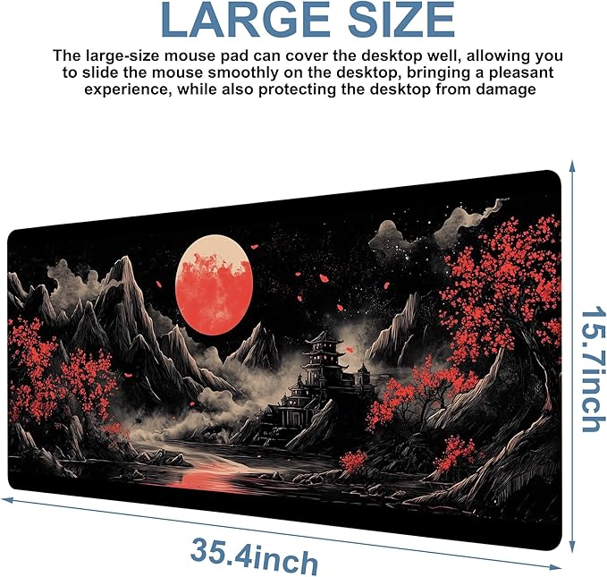 Chinese Style Painting Gaming Mouse Pad 3mm Thick Stitched Edge Waterproof - Image 3