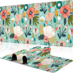Colorful Flowers and Berries Desk Mat, Large Beautiful Floral Branches Gaming by NIYLYNSYN