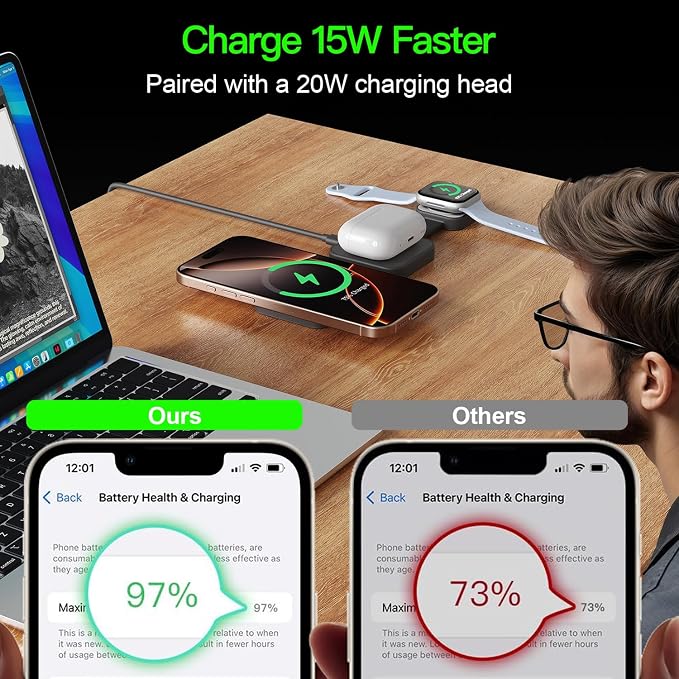 2025 for iPhone 16 Pro Max 3 in 1 Foldable Wireless Charging Station for - Image 6