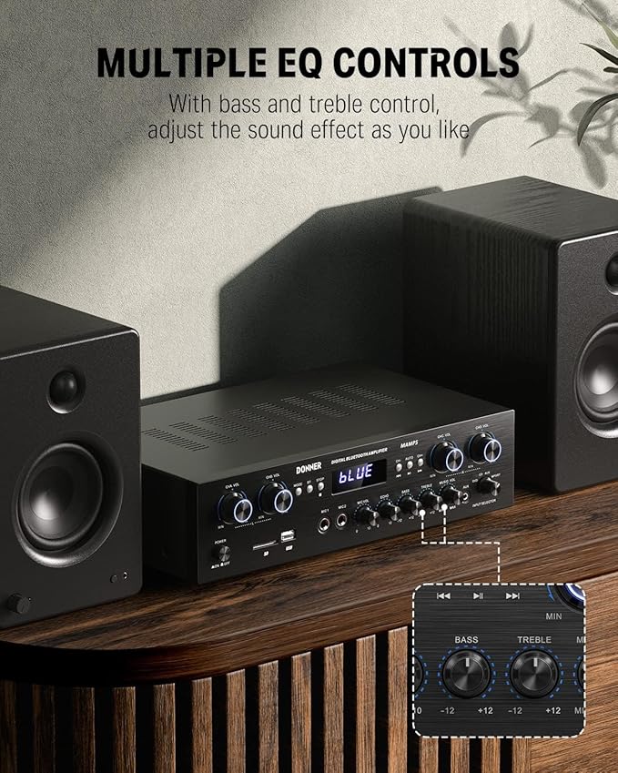 Donner Bluetooth 5.0 Stereo Audio Amplifier Receiver, 4 Channel 440W Peak Power - Image 4