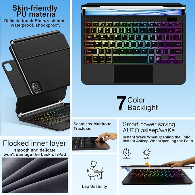 Keyboard Case for iPad Air 13 inch, iPad Pro 12.9 inch，Magic-Style Magnetic – - Image 5