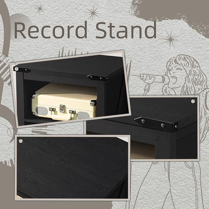 Record Player Stand with Vinyl Record Storage - Image 5