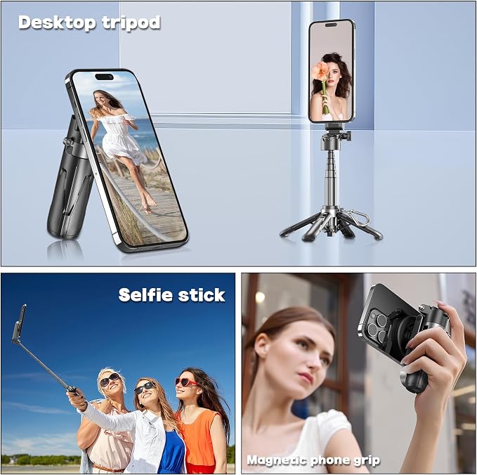 Magnetic Tripod for Phone with Remote Control, Extendable Selfie Stick Handle - Image 3