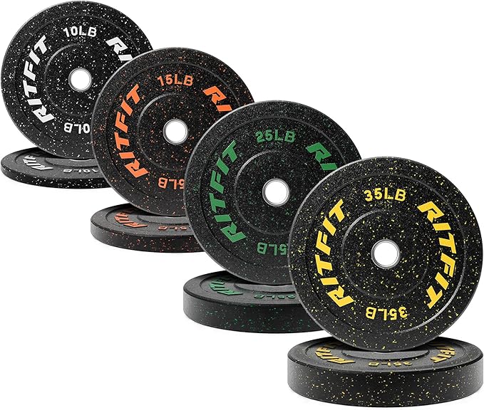 RitFit Bumper Plates, Colored Fleck-Rubber Weight Plates by RITFITLLC