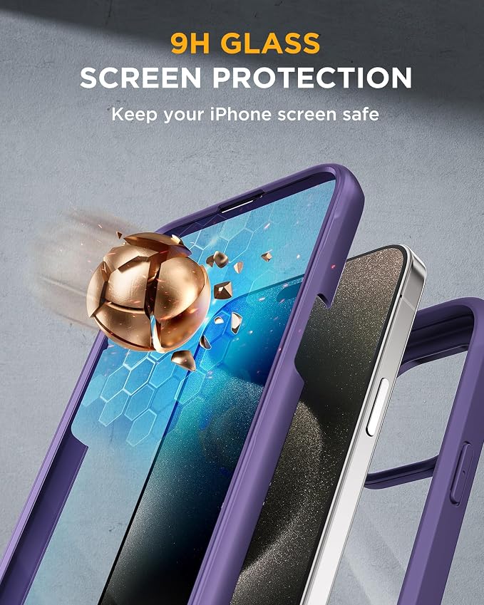Miracase for iPhone 15 Pro Case Full-Body Built-in Glass Screen Protector& - Image 3
