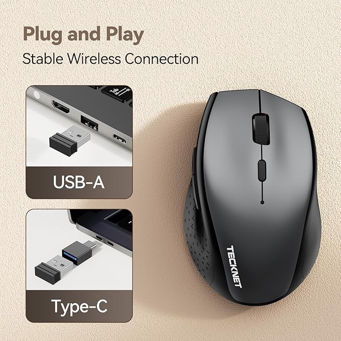 TECKNET Wireless Mouse Jiggler, USB-C Rechargeable Mouse, Silent Mouse Quiet - Image 4