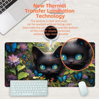 Desk Pad, Cute Black Cat Desk Mat, Cat Among Butterfly Flowers Large Gaming - Image 4