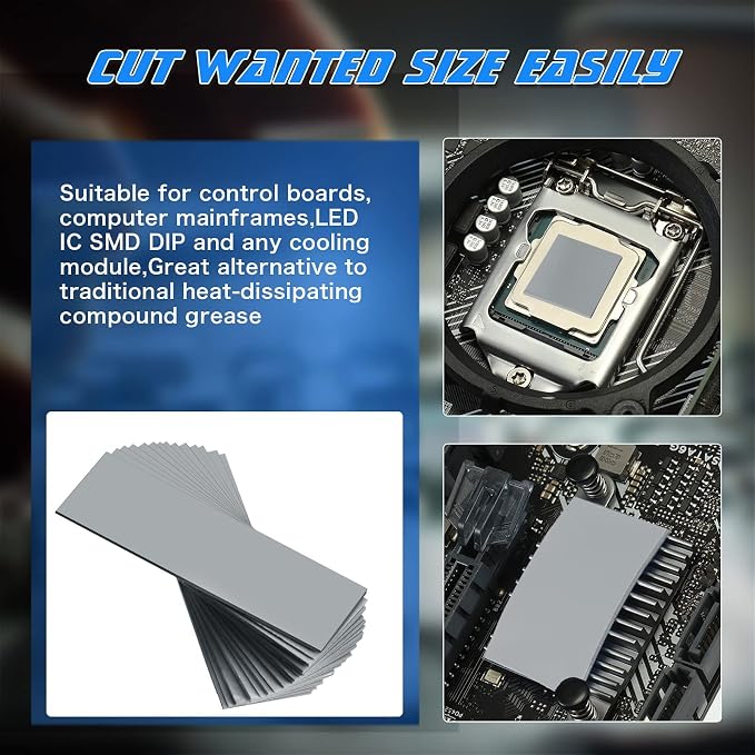 Outus 30 Pieces 2.6 x 0.8 x0.1 Inch Silicone Thermal Pad Reusable CPU SSD - Image 7