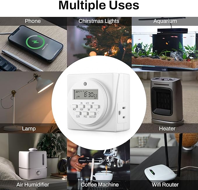 BN-LINK 7 Day Heavy Duty Digital Programmable Timer, Dual Outlet, - Image 7