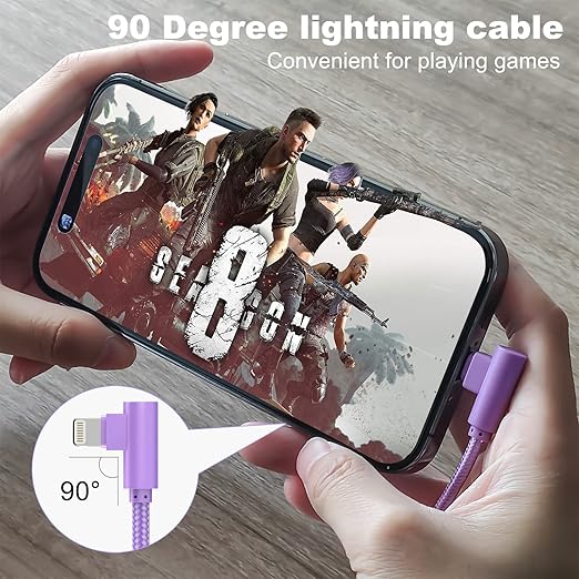 iPhone Charger 3 Pack 10FT USB A to Lightning Cables 90 Degree Charge Cable MFi - Image 6