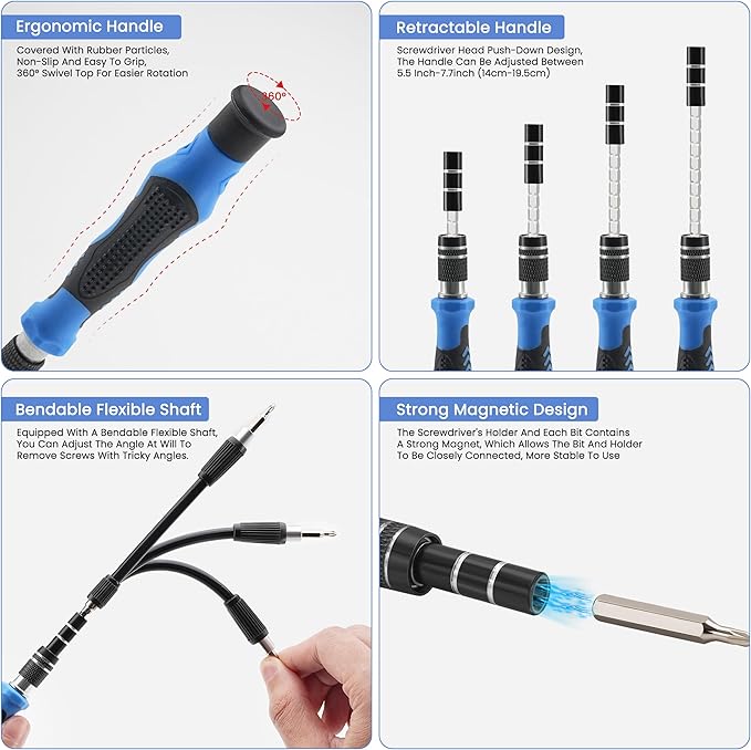 Precision Screwdriver Set, Flexible Shaft, Strong Magnetic Design - Image 3